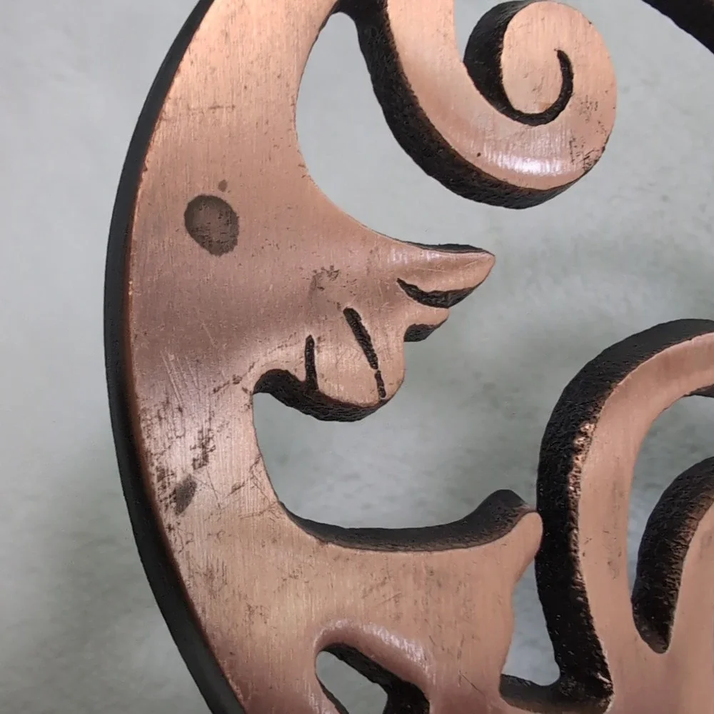 Pampered Chef Trivet Copper Heart Cast Iron Scroll 2006 Round Up from the Heart